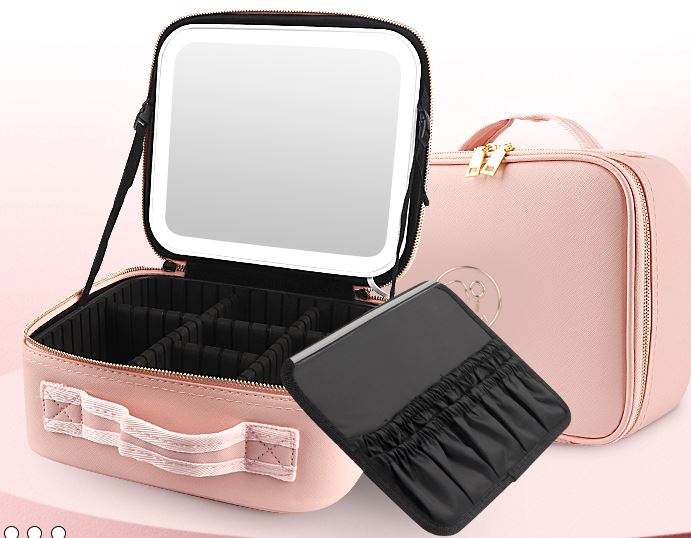 Organizador de maquillaje portátil con espejo LED Imagen principal del producto