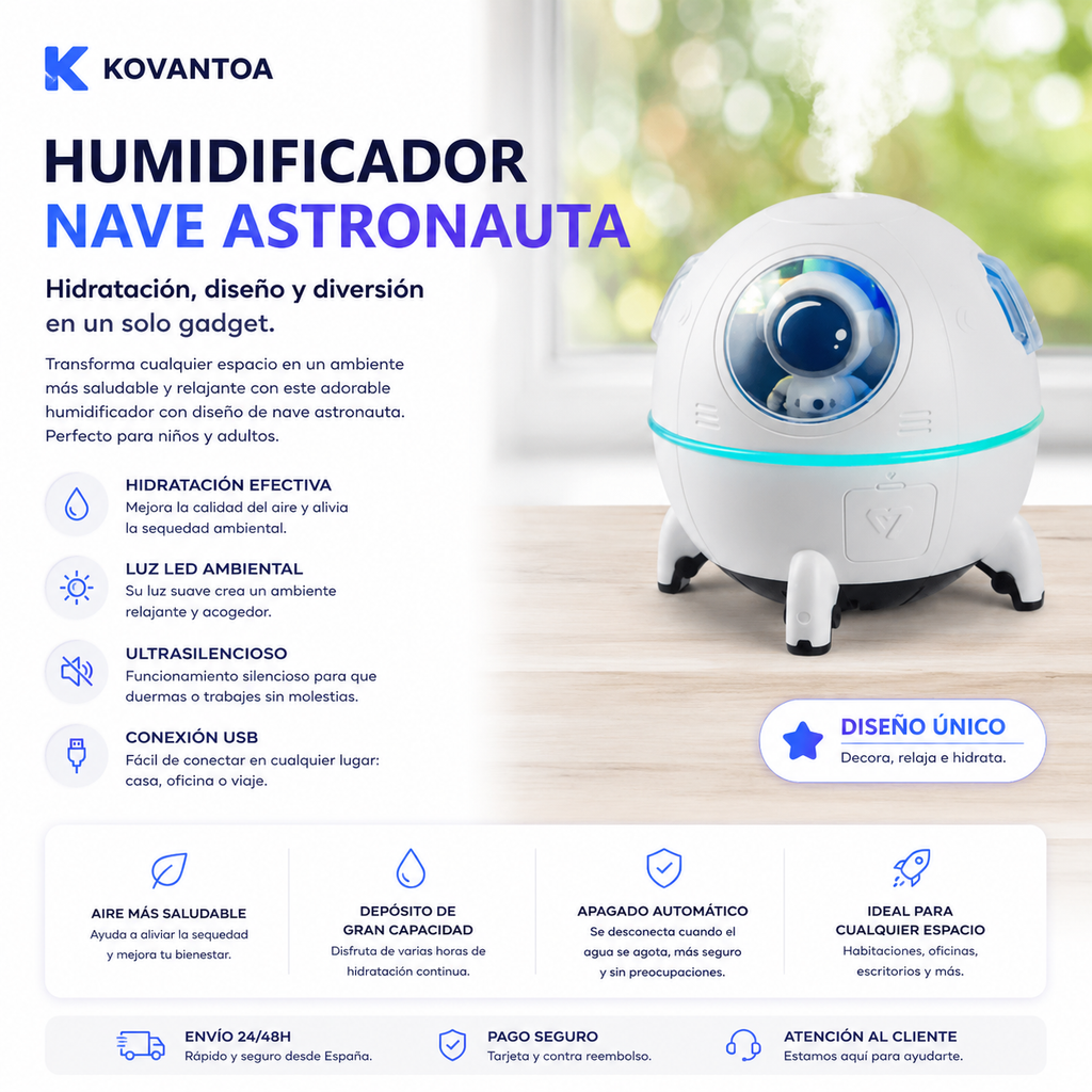 🚀 Humidificador Nave Astronauta USB