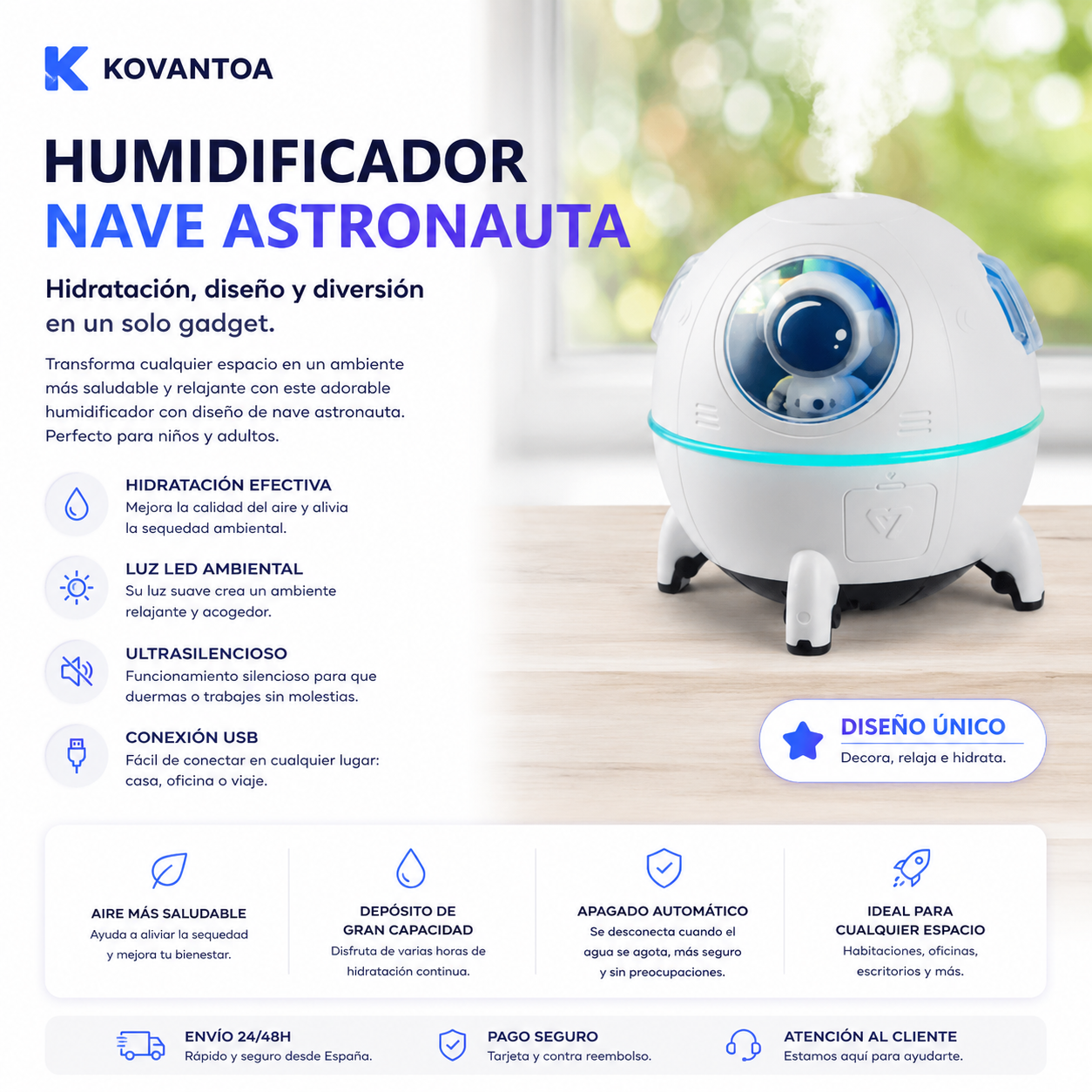 🚀 Humidificador Nave Astronauta USB