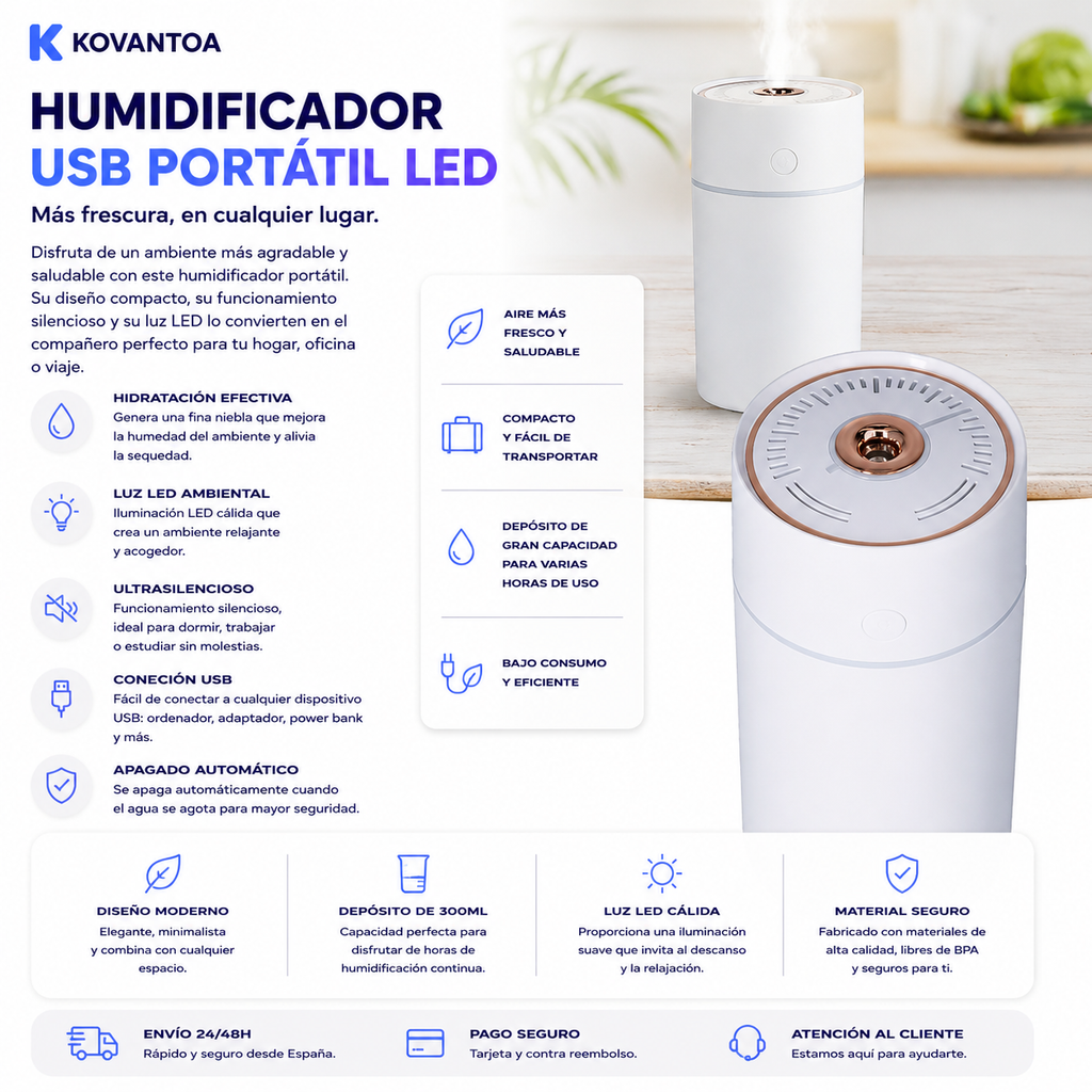 💧 Humidificador USB Portátil LED