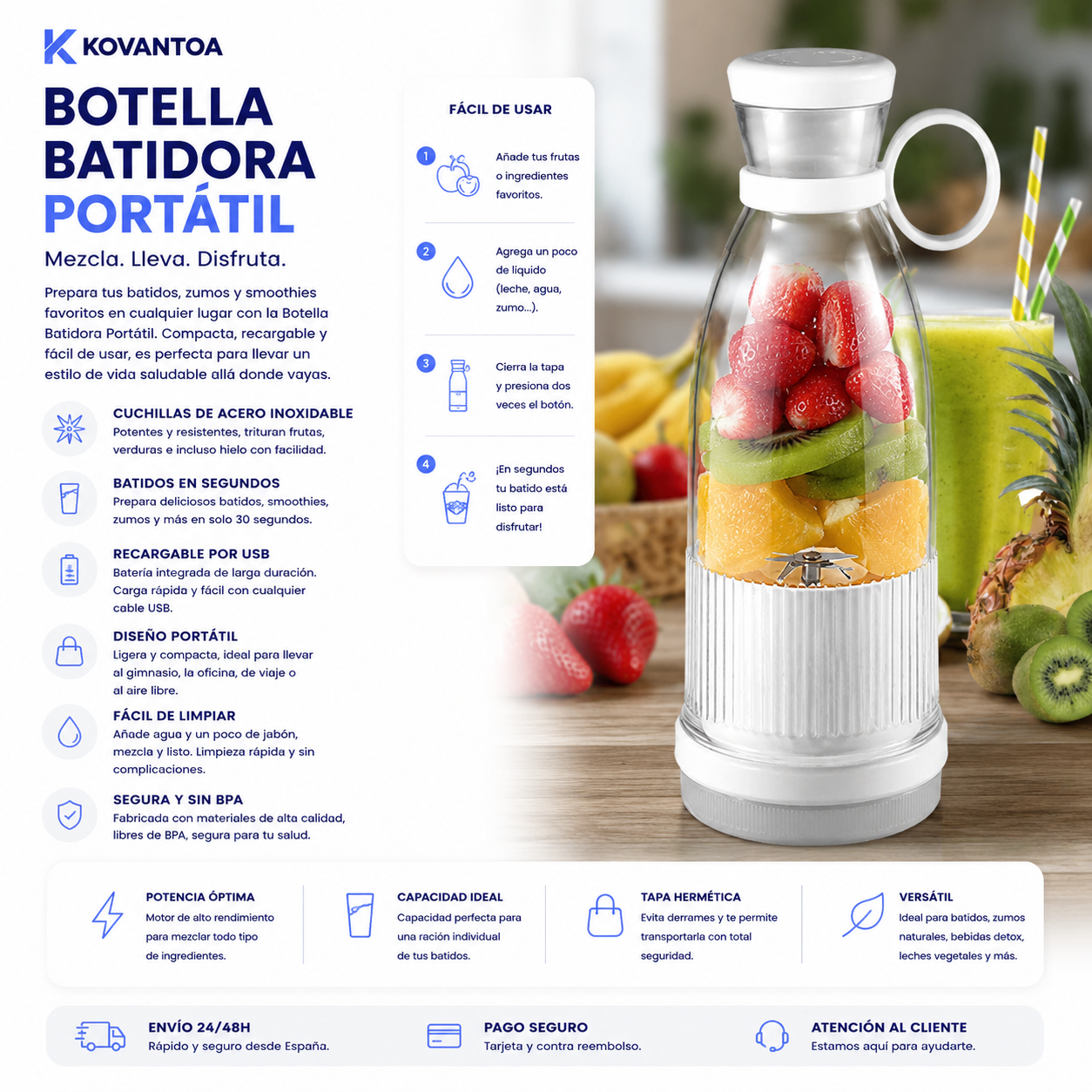 🥤 Botella Batidora Portátil